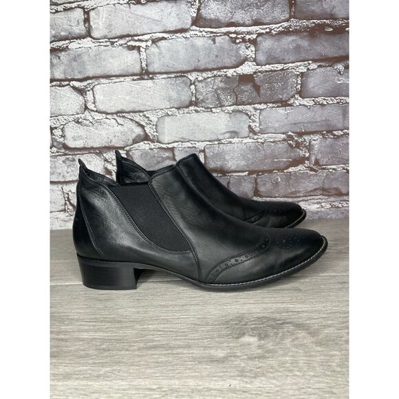 Paul Green Chelsea Black Leather Wingtip Heel Boots Women’s Sz 7UK/9.5M US/40EU - Picture 4 of 16